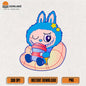 Blue-Labubu-Bunny-Kawaii-Png-Cute-Cozy-Girl-Holding-Drink-Png