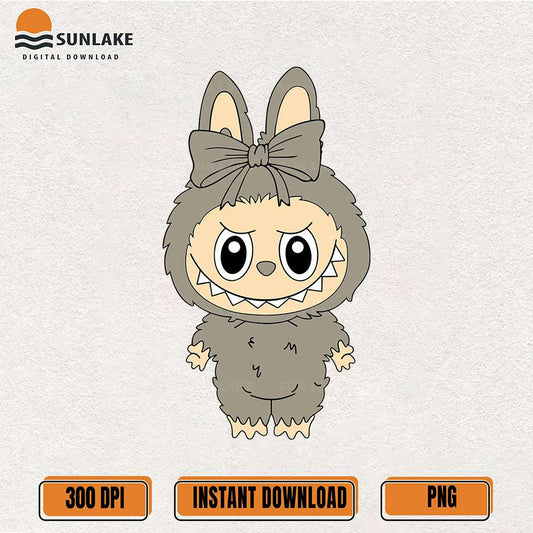 Brown-Bunny-Labubu-With-Bow-Png