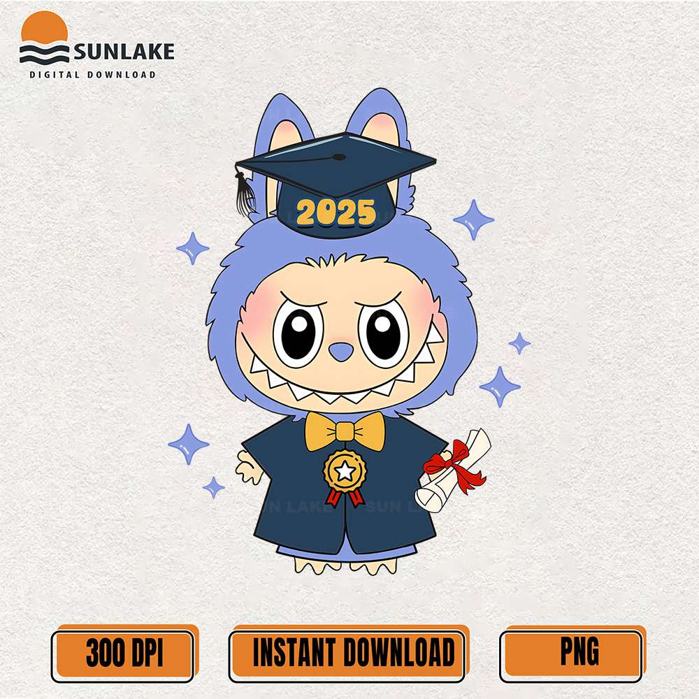 Cute-Blue-Labubu-Graduation-2025-Png