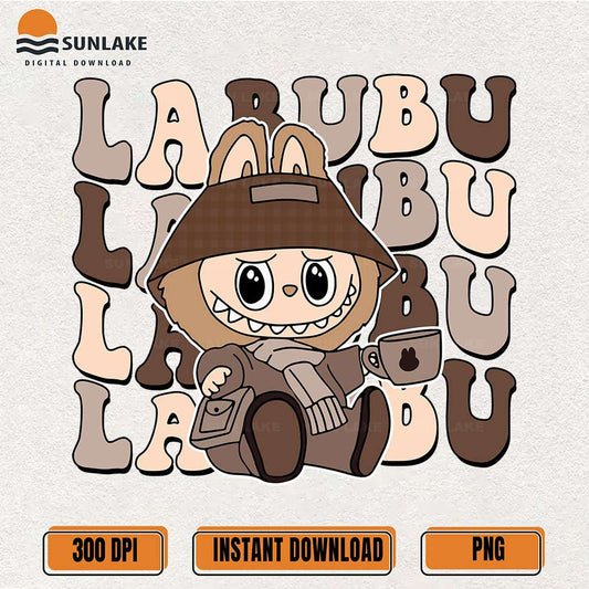 Cute-Labubu-Drinking-Coffee-Png
