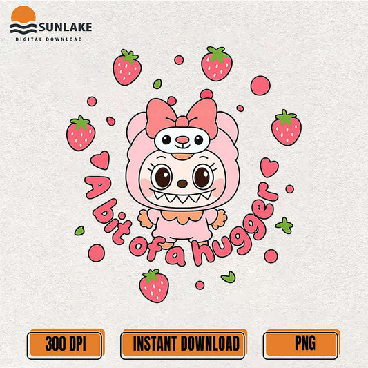 Cute-Labubu-Strawberry-A-Bit-Of-A-Hugger-Png