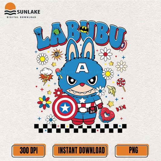 Cute-Labubu-Superhero-America-Png