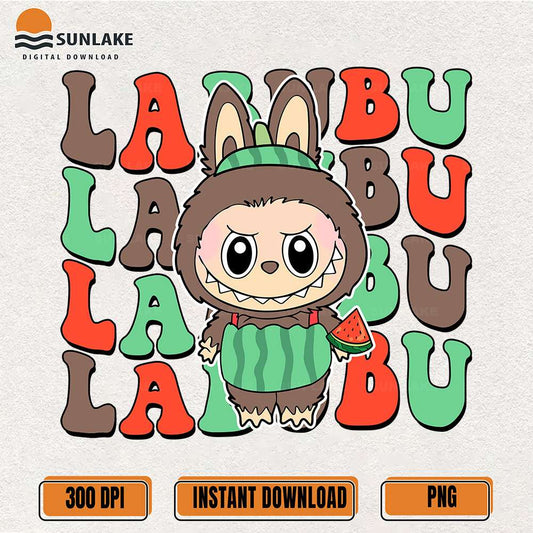 Cute-Labubu-Watermelon-Kawaii-Summer-Style-Labubu-Png