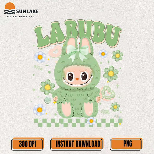Green-Labubu-Bunny-Costume-Pastel-Flowers-Png