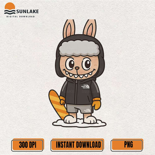 Labubu-Bunny-Snowboarding-Character-Png