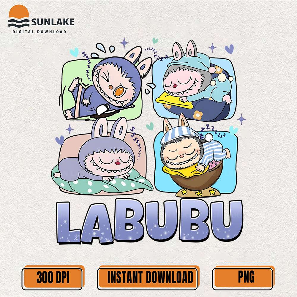 Labubu-Sleeping-Poses-Png