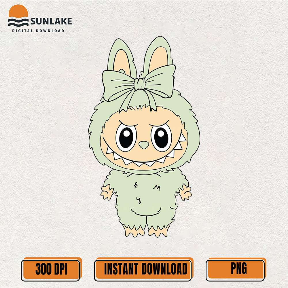 Mint-Green-Coquette-Labubu-Cool-Face-Png
