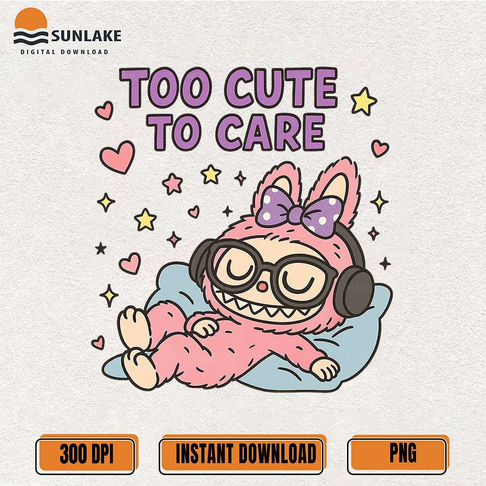 Pink-Labubu-Too-Cute-To-Care-Kawaii-Relaxing-Character-Png