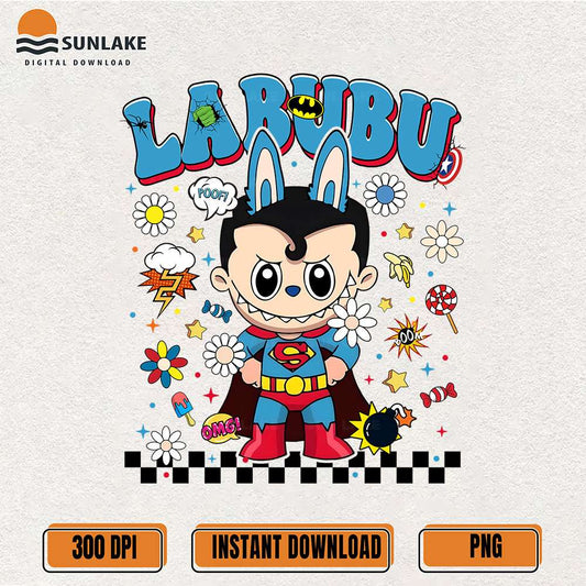 Superhero-Labubu-Superman-Costume-Png