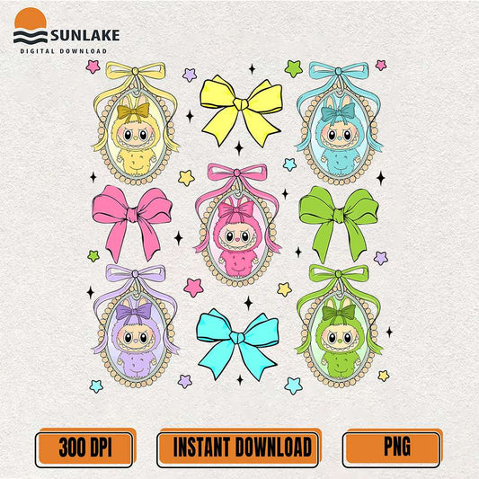 cute-labubu-hanging-frame-bows-png